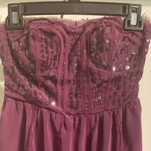 Purple bustier mini dress with sequence